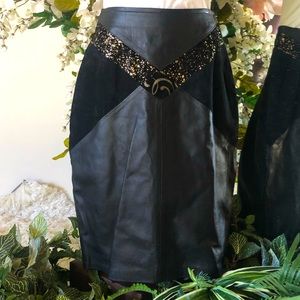 Genuine Leather Skirt Black & Gold by Julian K.